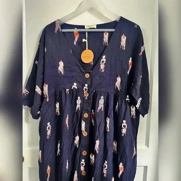 anou anou Sitting Women Elegance Buttons artsy 
Midi Dress New With Tag Size L - Picture 6 of 7